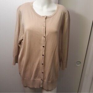 Joseph A sweater beige tan cardigan 1X XL career office summer